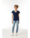 64V00L Gildan Softstyle Women's V-NeckT-shirt Navy Blue Front View