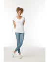 64V00L Gildan Softstyle Women's V-Neck T-Shirt White Front View