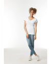 64400L Gildan Softstyle Women's V-Neck White Full Body View