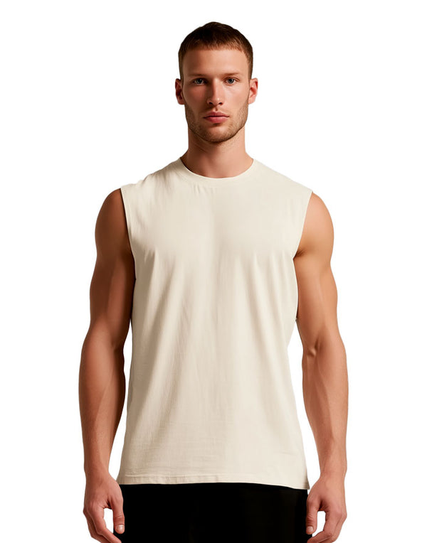 5073 AS Colour Classic Men's Tank Ecru Front View