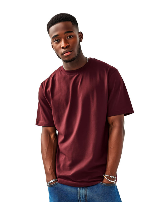 AT001 AWDis Unisex Burgundy T-Shirt Men's Front View