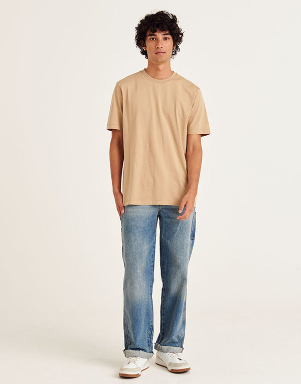 AT001 AWDis Unisex Desert Sand T-Shirt Men's Full Body View