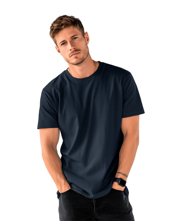 AT001 AWDis Unisex New French Navy T-Shirt Men's Front View