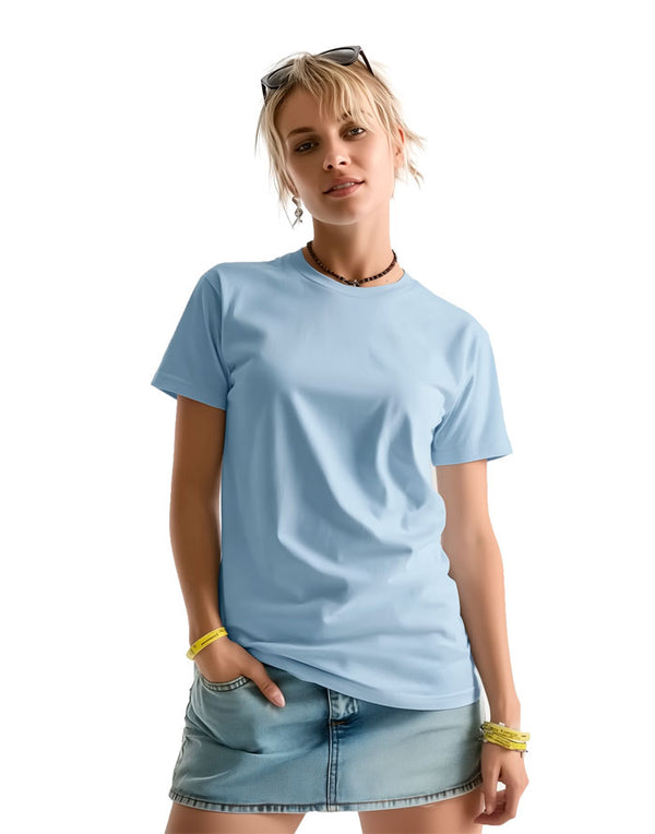 AT001 AWDis Unisex Sky Blue T-Shirt Women's Front View