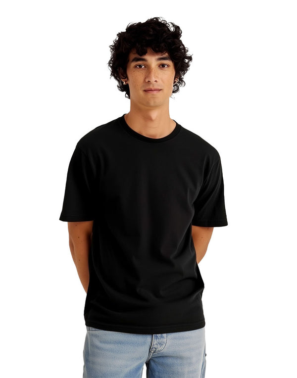 AT002 AWDis Unisex Black T-Shirt Men's Front View