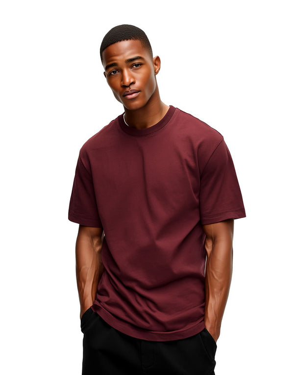 AT002 AWDis Unisex Burgundy T-Shirt Men's Front View