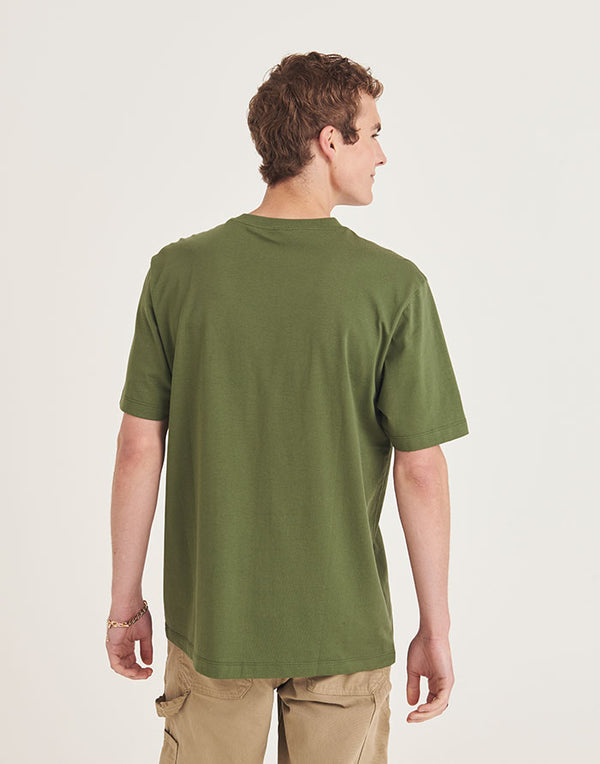 AT002 AWDis Unisex Earthy Green T-Shirt Men's Back View