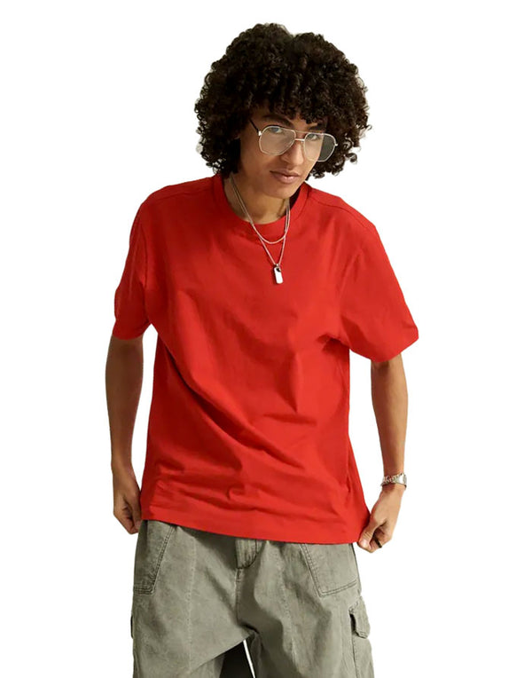 AT002 AWDis Unisex Fire Red T-Shirt Men's Front View