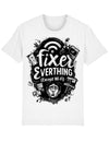 Father's Day T-shirt - White crew neck t-shirt with text and graphics related to DIY tasks and tools.