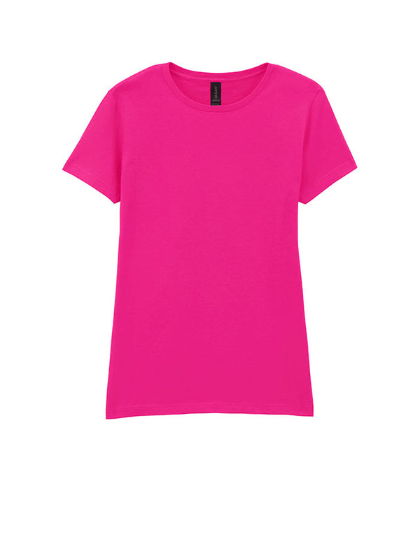 64000L Gildan Softstyle Women's T-Shirt Heliconia Pink Flat View