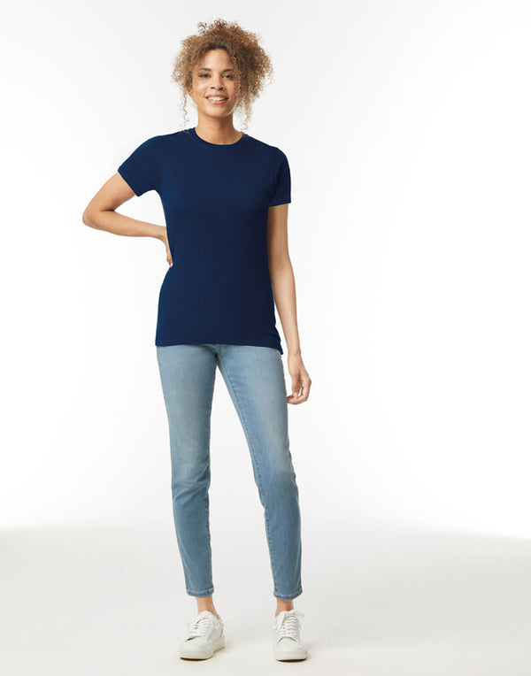 64000L Gildan Softstyle Women's T-Shirt Navy Blue FrontView