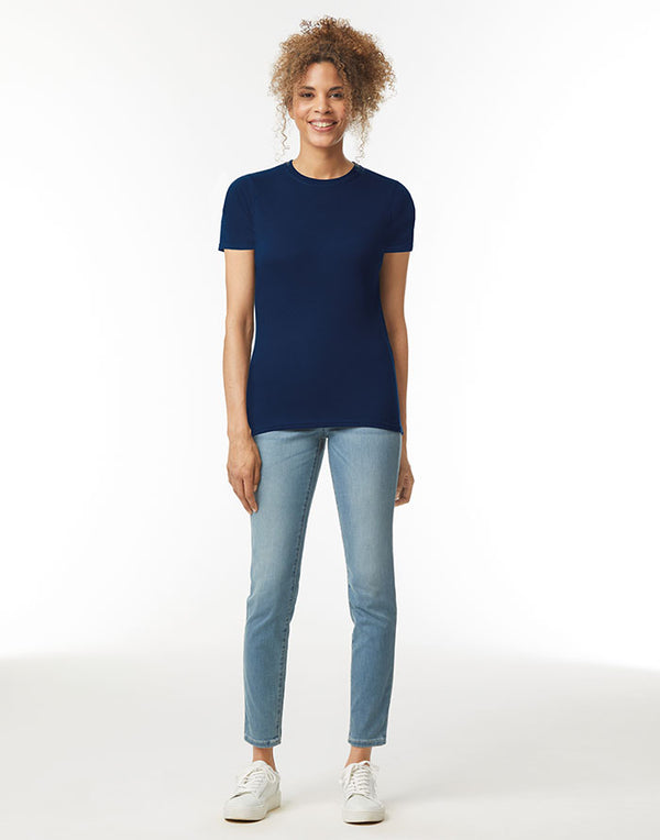 64000L Gildan Softstyle Women's T-Shirt Navy Blue Front View