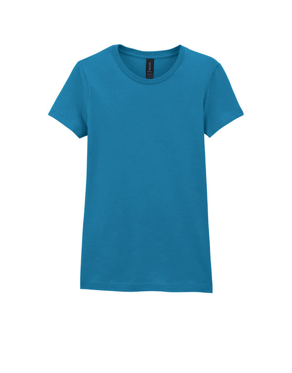 64000L Gildan Softstyle Women's T-Shirt Antique Sapphire Blue Flat View