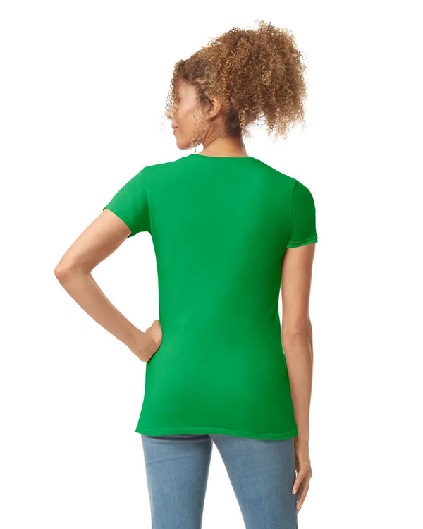 Gildan 64000L Womens Softstyle t-shirt irish green back View