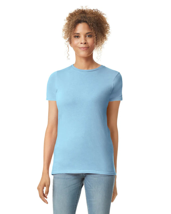 Gildan 64000L Womens Softstyle t-shirt light blue front View