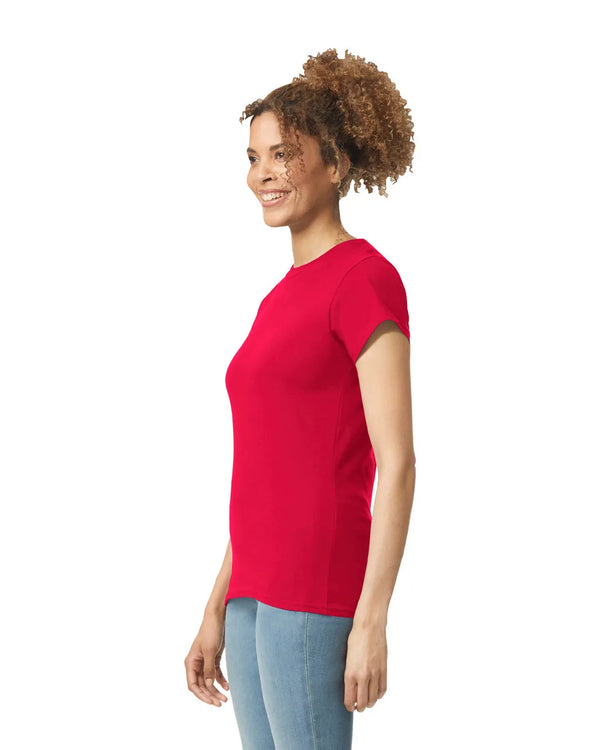 Gildan 64000L Womens Softstyle t-shirt red side View