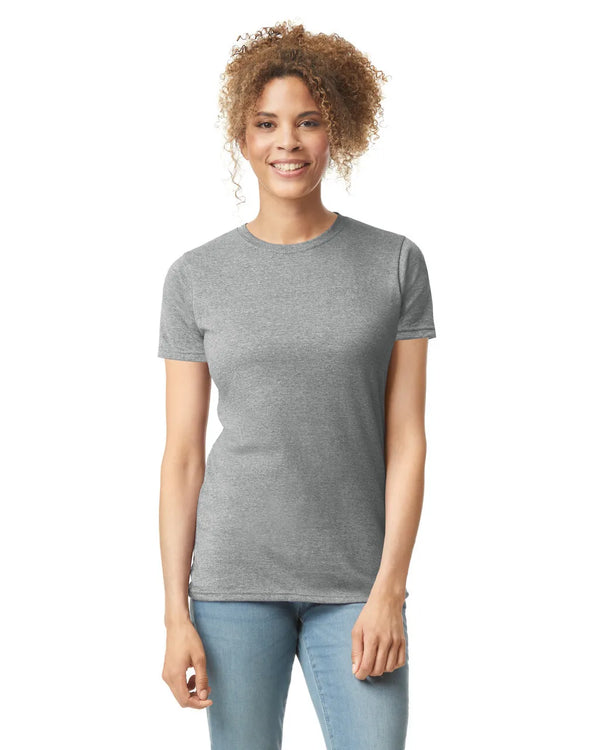 Gildan 64000L Womens Softstyle t-shirt RS sports grey front View