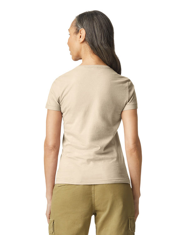 Gildan 64000L Womens Softstyle t-shirt sand back View
