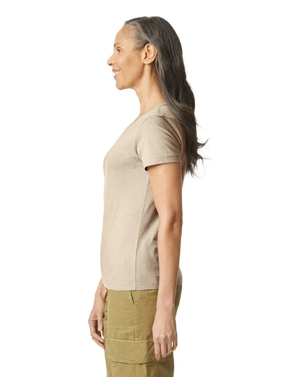 Gildan 64000L Womens Softstyle t-shirt sand side View