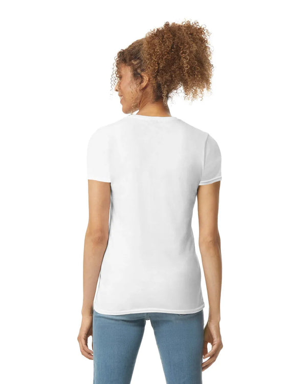 Gildan 64000L Womens Softstyle t-shirt white back View
