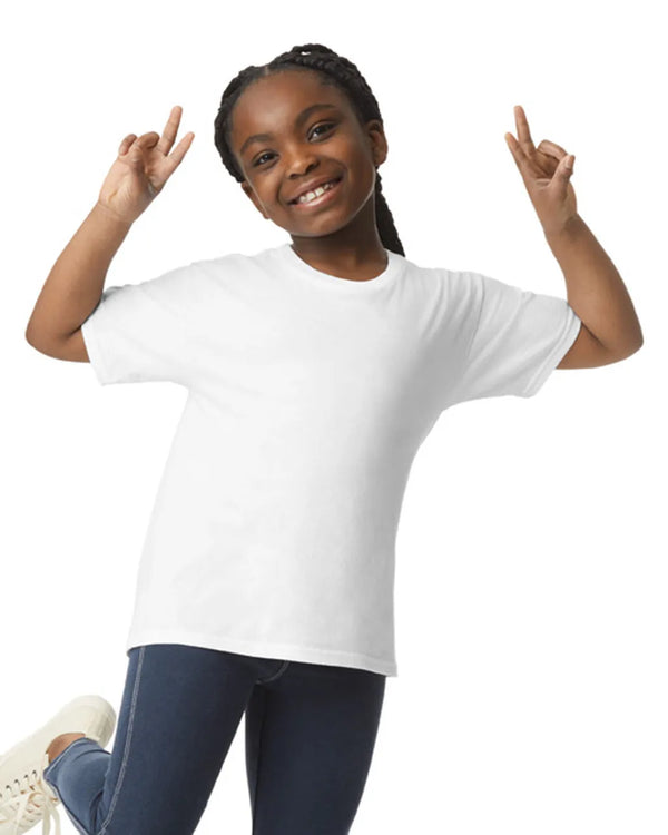 Gildan softstyle kids t-shirt 64000B white front View