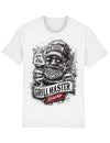Father's Day T-shirt - White crew neck t-shirt with a graphic print of a cartoonish character and text 'Grill Master', 'Nap-King', and 'Legend'.