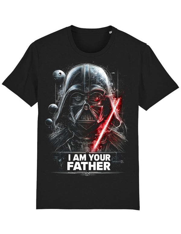 Fathers Day T-shirt - A black t-shirt featuring an image of Darth Vader with the text 'I AM YOUR FATHER' on the front.