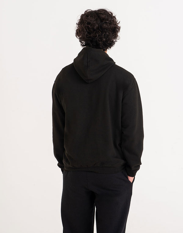 JH001 AWDis College Unisex Black Hoodie Back View