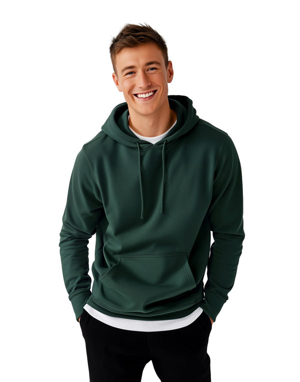 JH001 AWDis College Unisex Bottle Green Hoodie Men's Front View