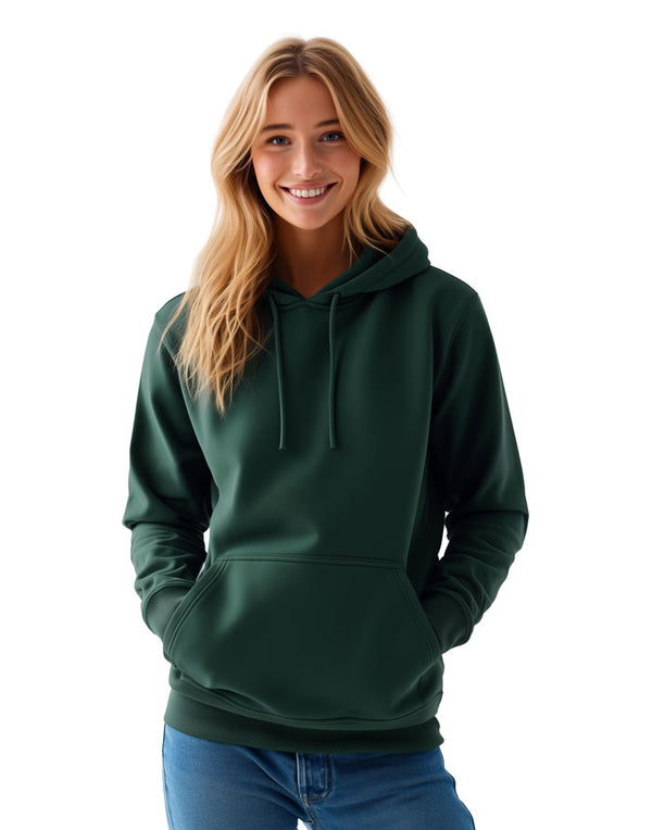 JH001 AWDis College Unisex Bottle Green Hoodie Women's Front View