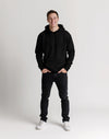 JH001 AWDis College Unisex Black Hoodie Full Body