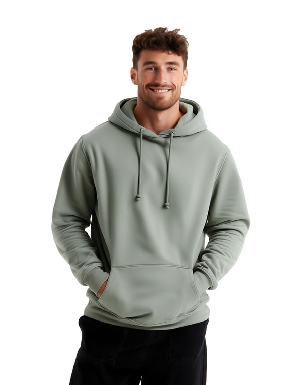JH001 AWDis College Unisex Dusty Green Hoodie Men's Front View