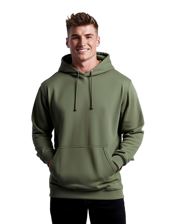 JH001 AWDis College Unisex Earthy Green Hoodie Men's Front View