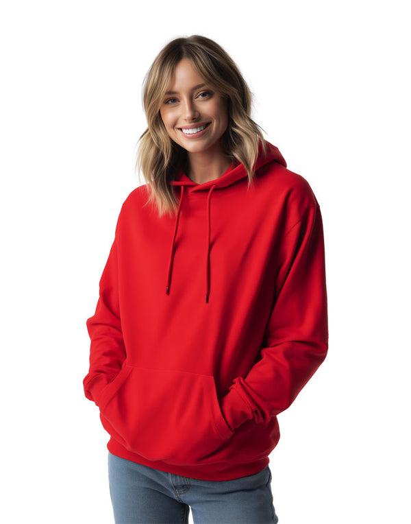 JH001 AWDis College Unisex Fire RedHoodie Women's Front View
