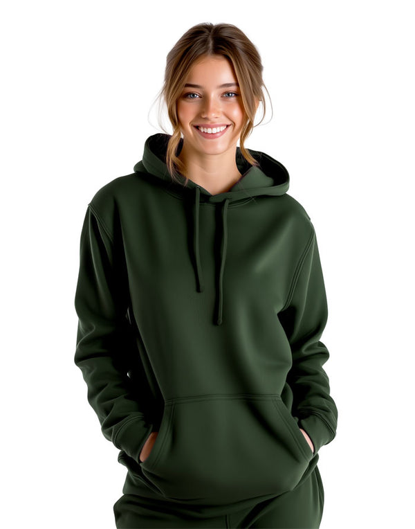 JH001 AWDis College Unisex Forest Green Hoodie Women's Front View