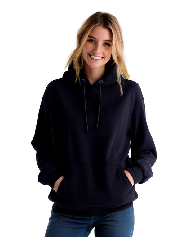 JH001 AWDis College Unisex New French Navy Hoodie Women's Front View
