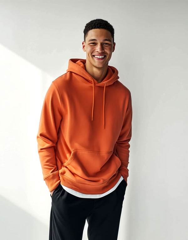 JH001 AWDis College Unisex Ginger Biscuit Hoodie Men's Front View