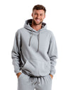 JH001 AWDis College Unisex Heather Grey Hoodie Men's Front View