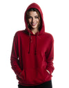 JH001 AWDis College Unisex Hot Chilli Red Hoodie Women's Front View Hood Up