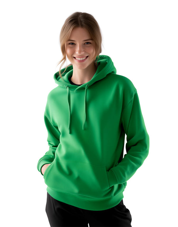 JH001 AWDis College Unisex Kelly Green Hoodie Women's Front View