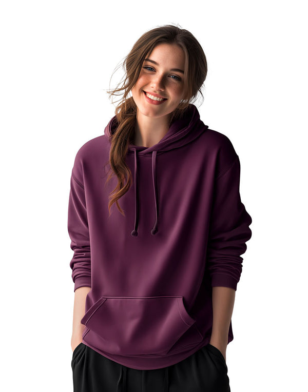 JH001 AWDis College Unisex Plum Purple Hoodie Women's Front View
