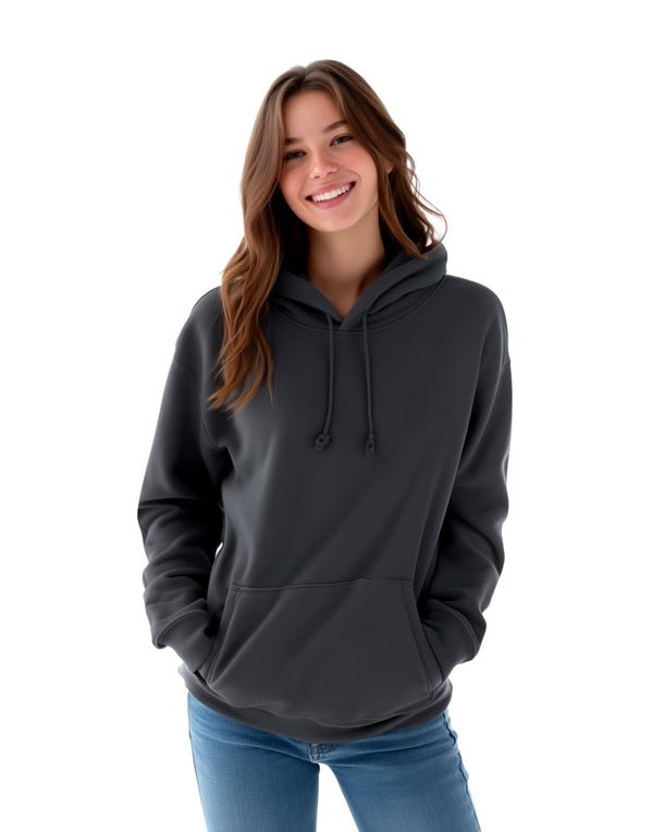 JH001 AWDis College Unisex Storm Grey Hoodie Women's Front View