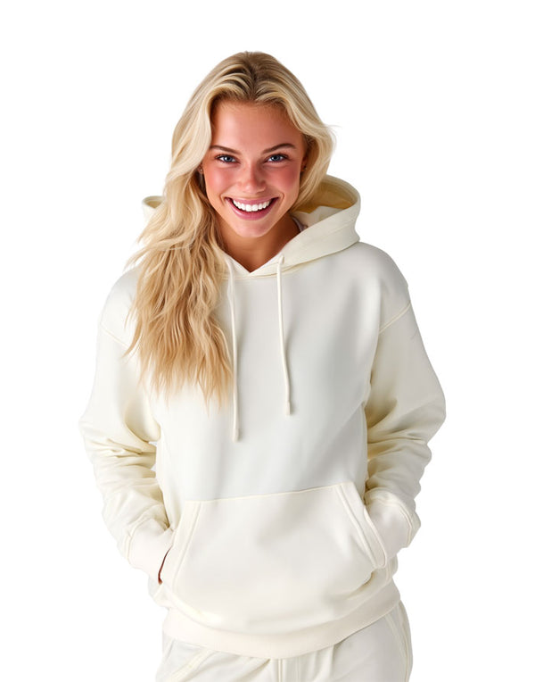 JH001 AWDis College Unisex Vanilla Milkshake Hoodie Women's Front View