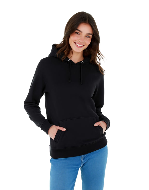 JH001F AWDis Women's Hoodie Black Front View