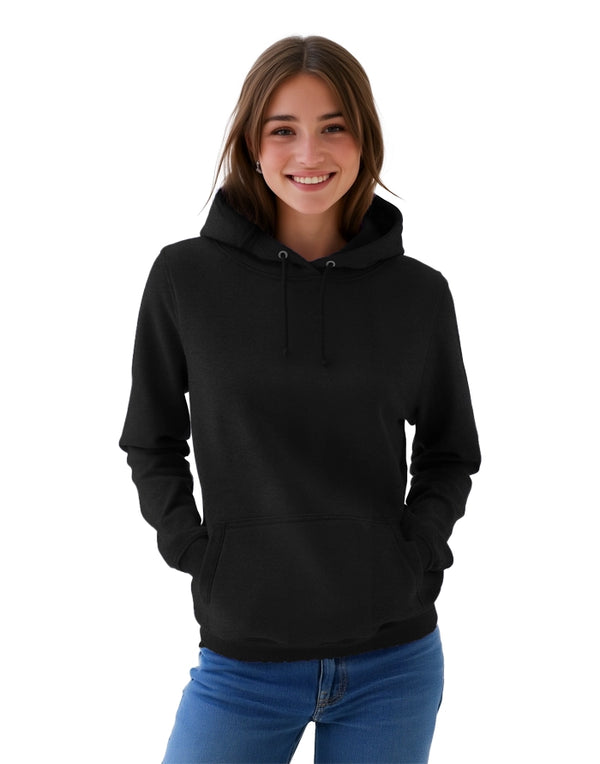 JH001F AWDis Women's Hoodie Black Smoke Front View