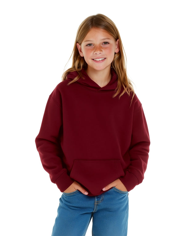 JH001J AWDis Kids Hoodie Burgundy FrontView