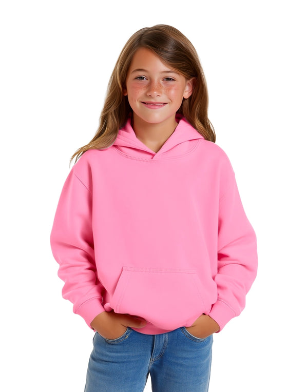 JH001J AWDis Kids Hoodie Candyfloss Pink Front View