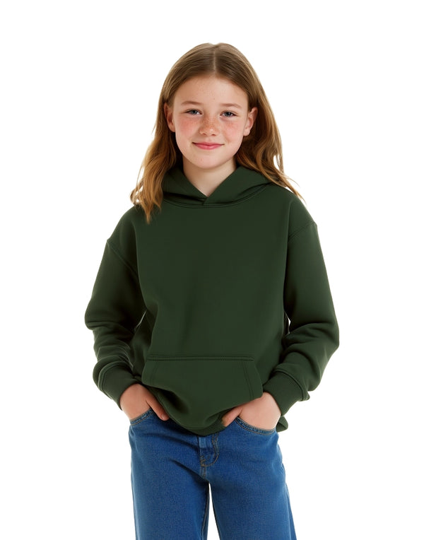 JH001J AWDis Kids Hoodie Forest Green Front View