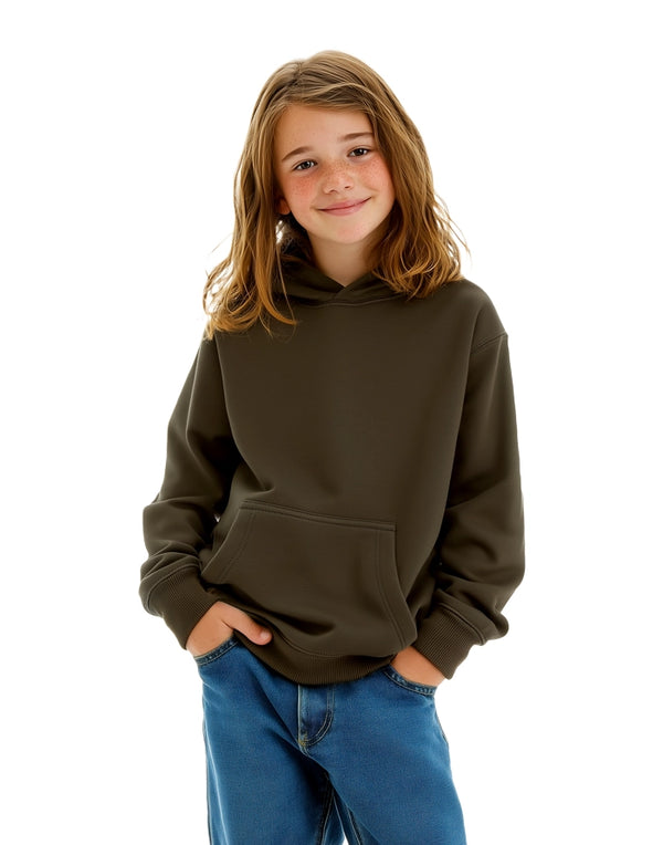 JH001J AWDis Kids Hoodie Olive Green Front View