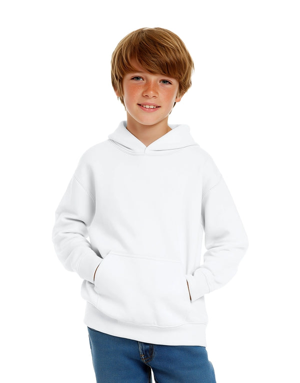 JH001J AWDis Kids Hoodie White FrontView